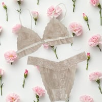 ribbon beige bralette・shorts【H-0039】
