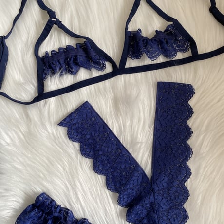 navy blue frill【I-0012】