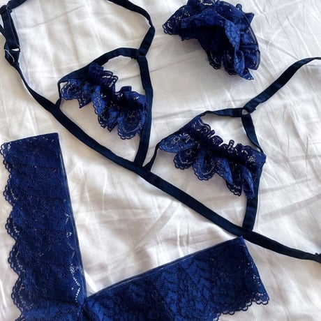 navy blue frill【I-0012】