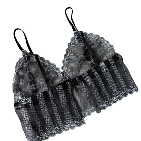 Long  stripes x ribbon bralette【T-0769】