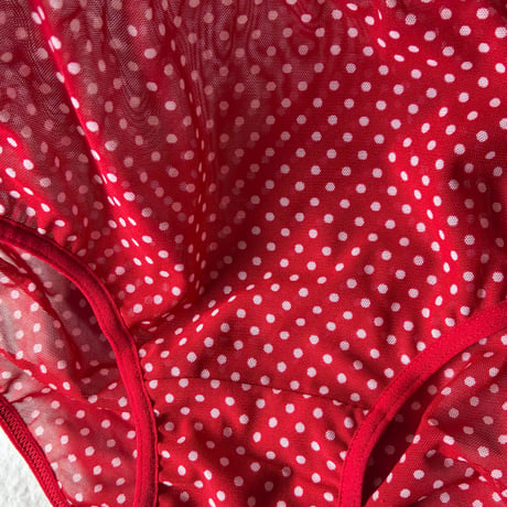 Fまで対応red×white polka dots lace bralette set【K-0013】