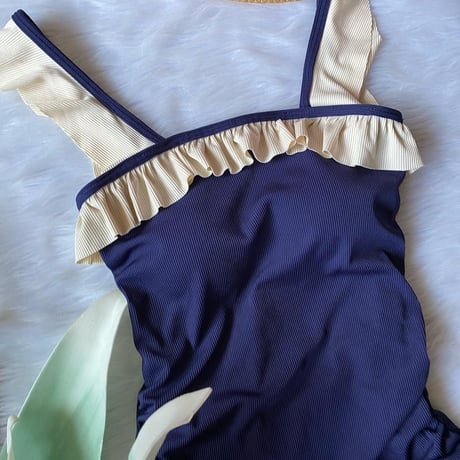Special price swimwear navy blue × ivory【 S-0001】
