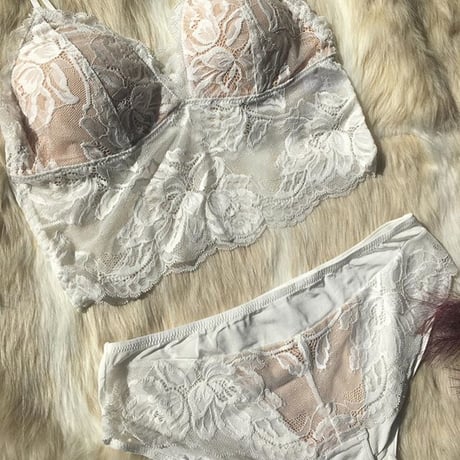 選べるS・Msizeパッド付き long bralette set up white 【A-0005-WH】