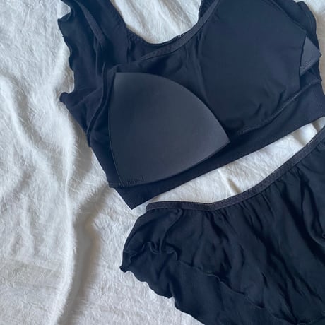 S・M・Lsize relax room bra×shorts set black【A-0874-BK】