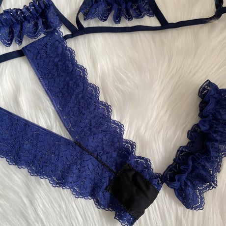 navy blue frill【I-0012】