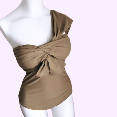 Special price swimwear one shoulder beige【S-0011】