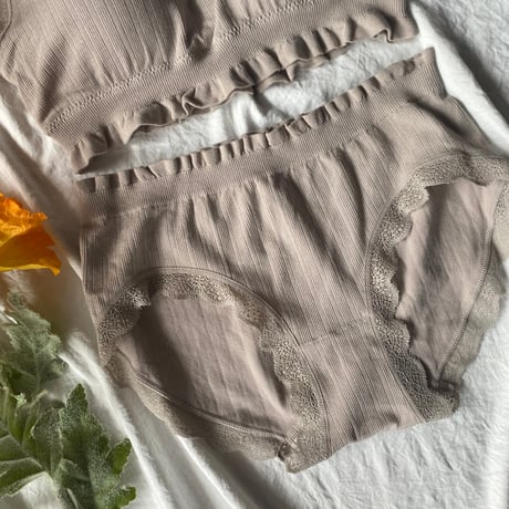 relaxed rib bralette set greige【A-0729-GRE】
