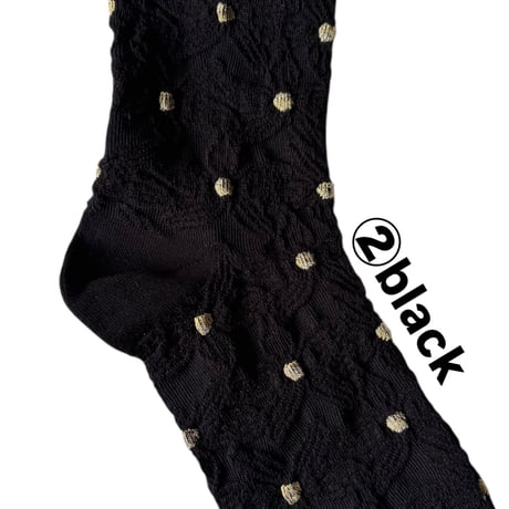 gold dots flower socks【K-0021】