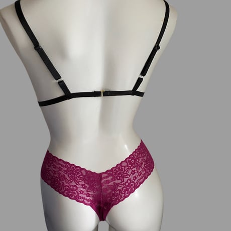 heart  black bralette ・ magenta Tshorts　【T-0424】