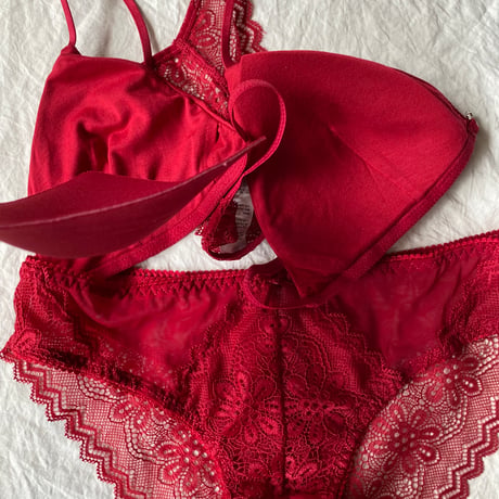 front hook bralette set red【A-0618-RD】