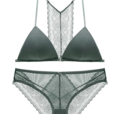 front hook bralette set green【A-0618-GRN】