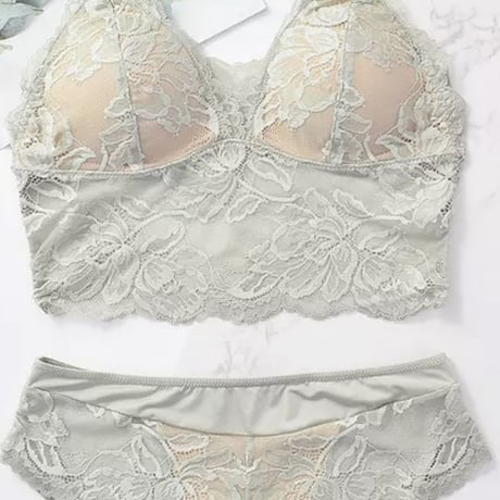 パッド付き long bralette set up green  【A-0005-GRN 】