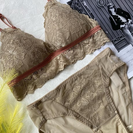 bicolorパッド付きbralette set up greige【A-0163-GR】
