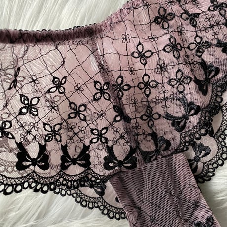 pink×black ribbon【T-0636】