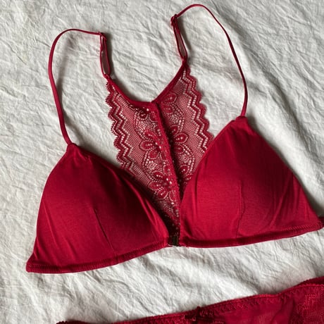 front hook bralette set red【A-0618-RD】