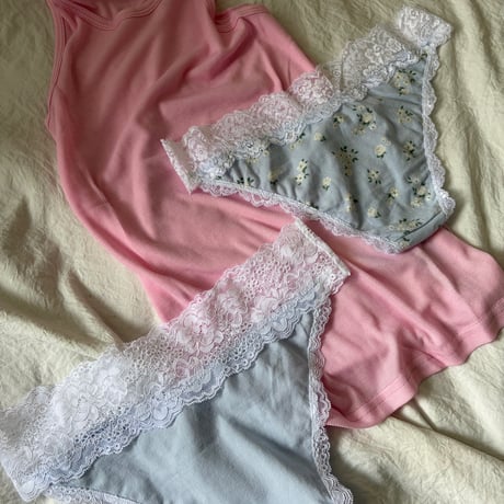 mid waist blue panties【H-0037】