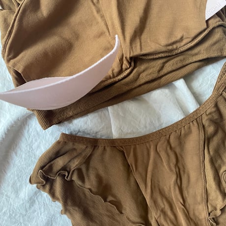 relax room bra×shorts set brown【A-0874-BR】