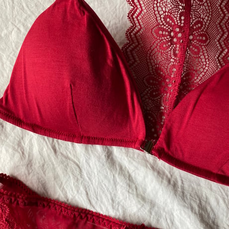 front hook bralette set red【A-0618-RD】