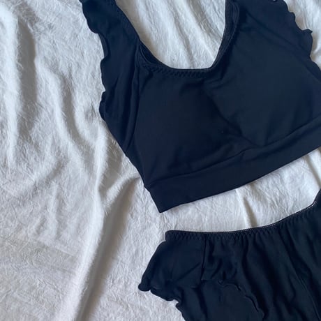 S・M・Lsize relax room bra×shorts set black【A-0874-BK】