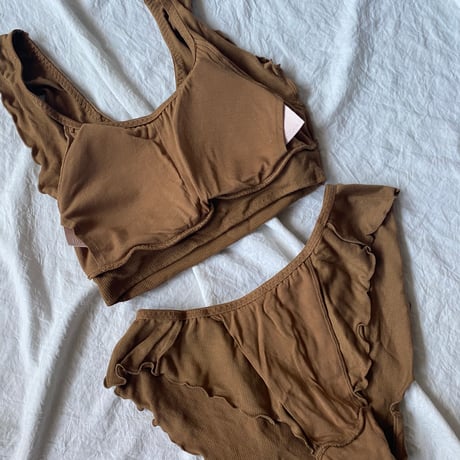 relax room bra×shorts set brown【A-0874-BR】