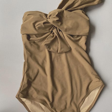 Special price swimwear one shoulder beige【S-0011】