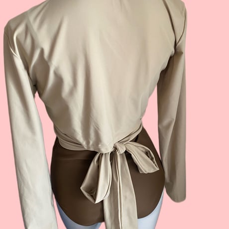 ボレロ付きswimwear beige× brown【 S-0014】