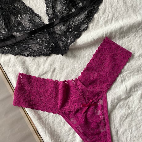 heart  black bralette ・ magenta Tshorts　【T-0424】