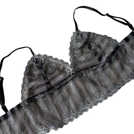 Long  stripes x ribbon bralette【T-0769】