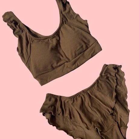 relax room bra×shorts set brown【A-0874-BR】