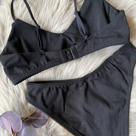 cotton black bralette set healthy【 H-0022】