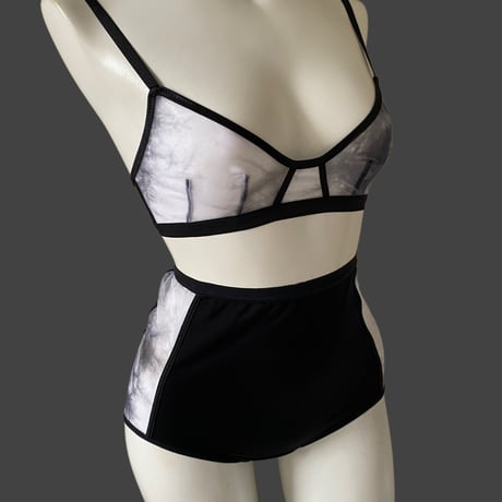 Special price Marble bralette set white×black【F-0035】