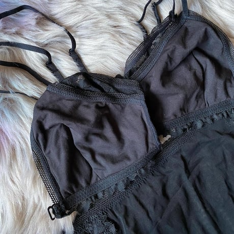 裏地付きfront hook bralette  black【A-0031-BK】