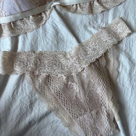 ribbon beige bralette・shorts【H-0039】