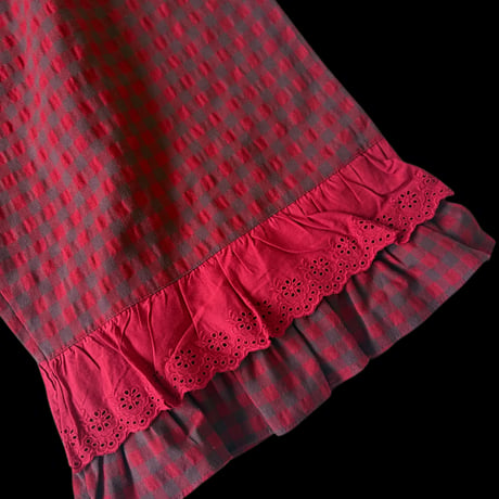 Checkered pattern×frill pants