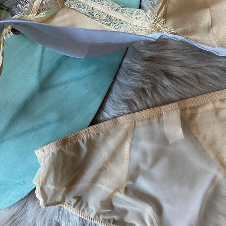 パッド付き light blue×yellow beige bralette set【 A-0562-BLU×BGE】