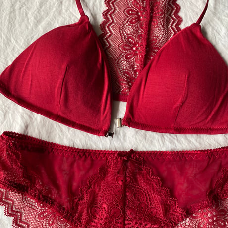 front hook bralette set red【A-0618-RD】