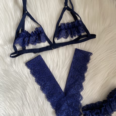 navy blue frill【I-0012】