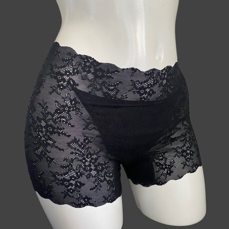 吸水・サニタリーショーツ black lace boxer【A-0873】