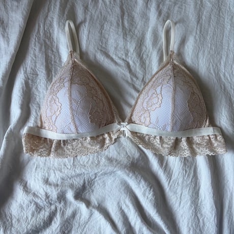 ribbon beige bralette・shorts【H-0039】