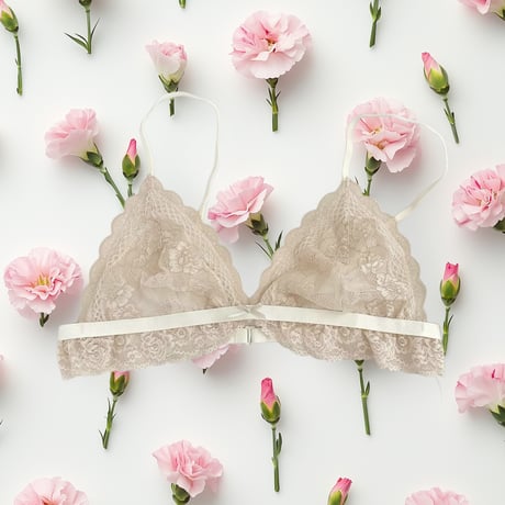 ribbon beige bralette・shorts【H-0039】