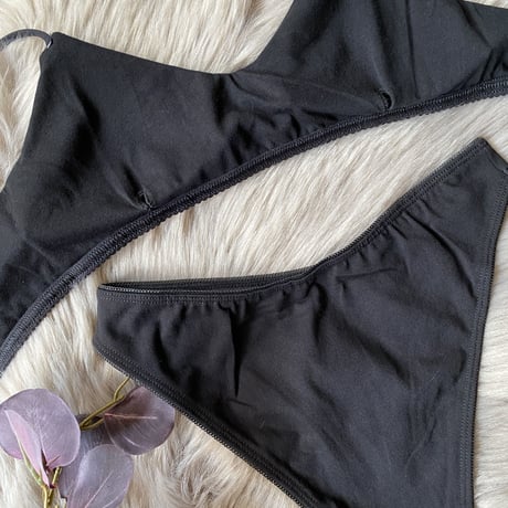 cotton black bralette set healthy【 H-0022】