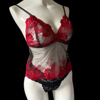 Long red×black bralette【T-0768】