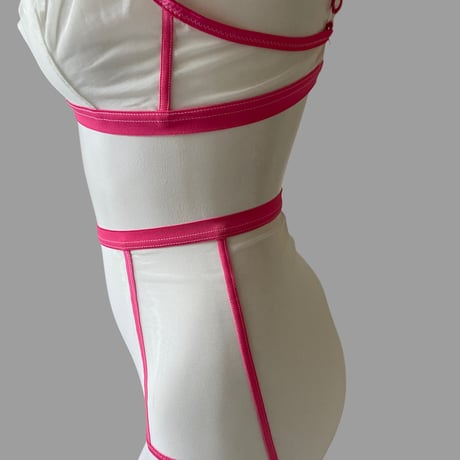 Bicolor High shorts white×pink【F-0021】