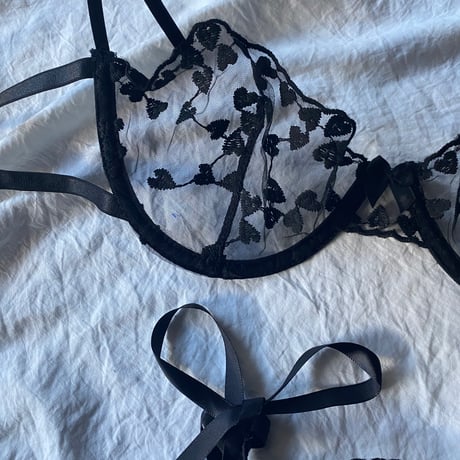 heart×ribbon black【A-0723】