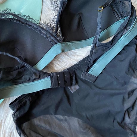 パッド付き deep green×black bralette set【A-0562-GRN×BK】