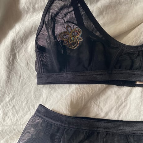 orchid bralette black【F-0027】