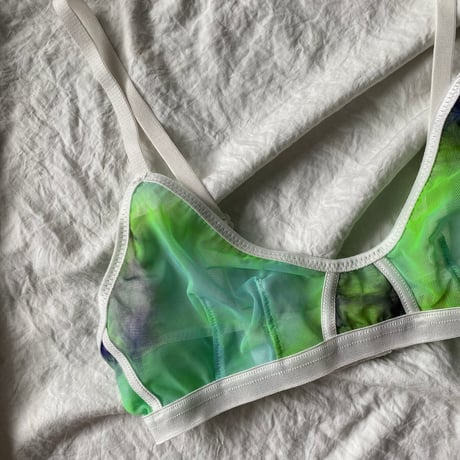 Marble bralette green×navy【F-0034】