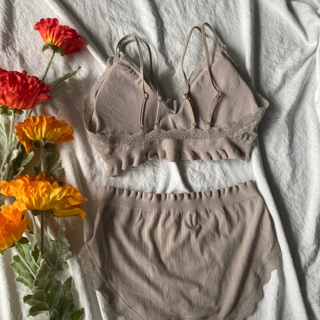 relaxed rib bralette set greige【A-0729-GRE】