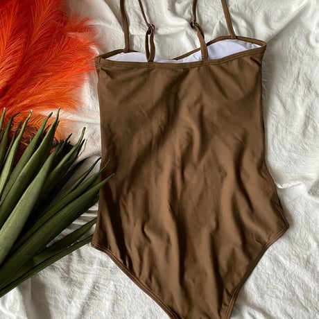 ボレロ付きswimwear beige× brown【 S-0014】