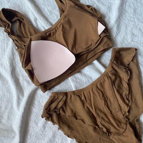 relax room bra×shorts set brown【A-0874-BR】